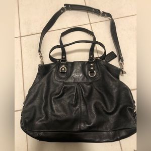 EUC black leather coach convertible shoulder bag